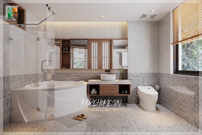 Gương phòng tắm treo tường hình chữ nhật hiện đại cung cấp một không gian trang trí thêm tiện lợi, giúp hỗ trợ tốt cho quá trình chuẩn bị trước khi ra ngoài.